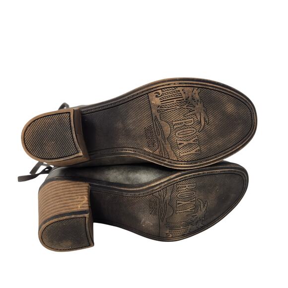 Roxy Dakota Faux Fur Comfort Knit Leather Ankle Boots Dark Gray Size 8 - Picture 8 of 10